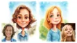 Custom Printable Caricature Portraits Watercolor Style